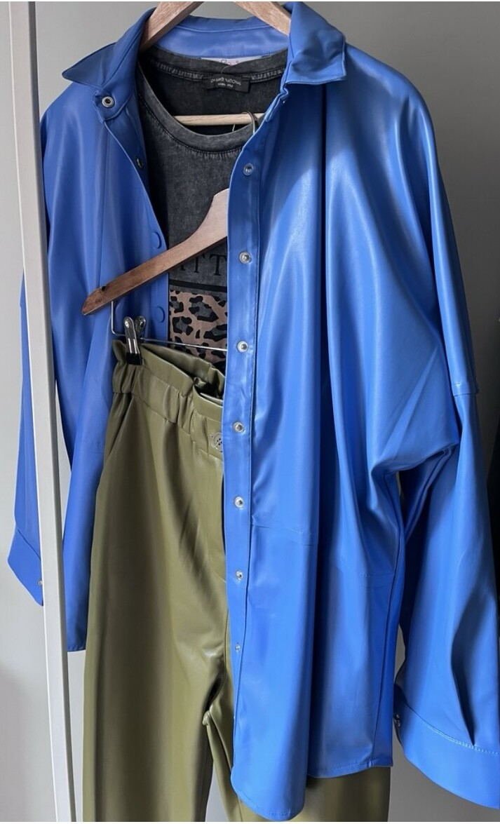 Blu faux deri gömlek/ceket