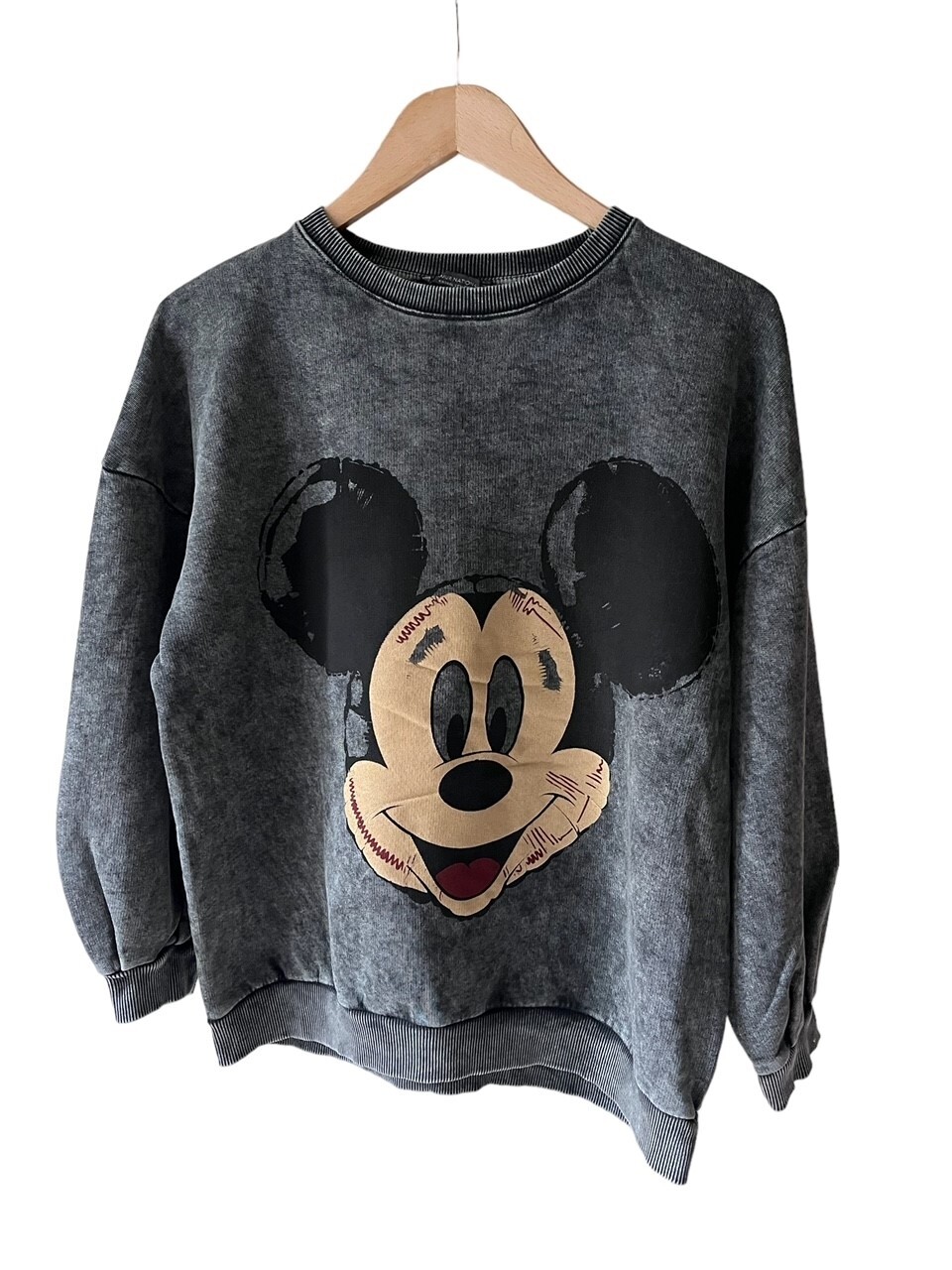 Mickey taşlama yıkamalı sweatshirt