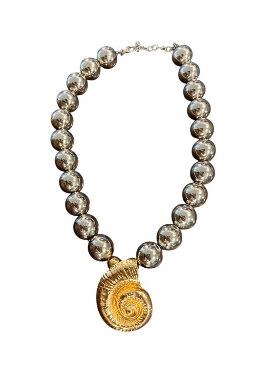 GOLD SILVER DENİZ KABUĞU KOLYE