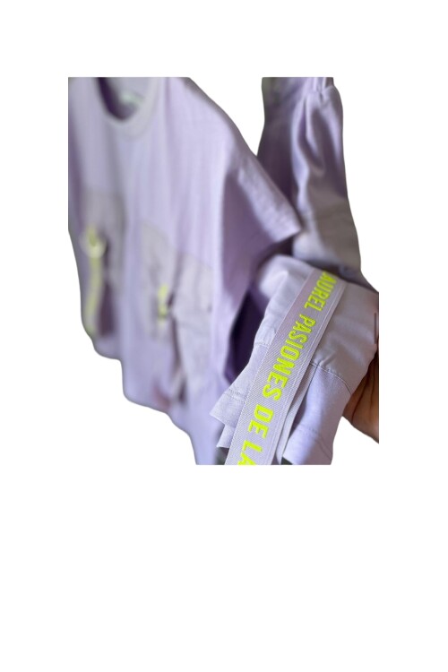 NEON YAZI DETAYLI LİLA ŞORT TAKIM