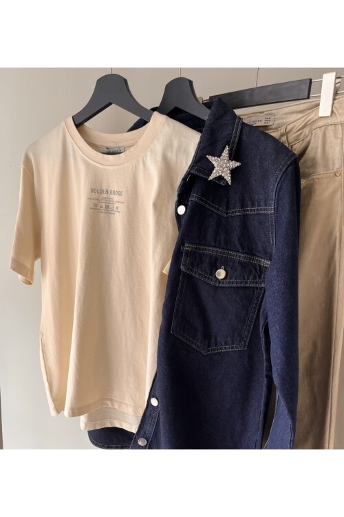 YILDIZ BROŞLU DENIM CEKET