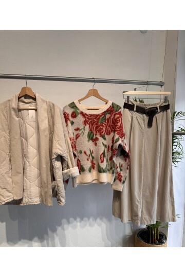 KREM PALAZZO KADİFE PANTOLON I Limited Edition