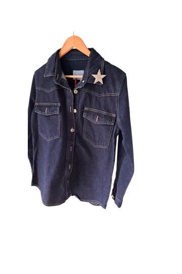 YILDIZ BROŞLU DENIM CEKET
