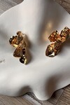 DOKULU ÇİÇEK GOLD KÜPE