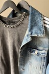 KOLLARI ŞERİTLİ OVERSIZE DENIM CEKET