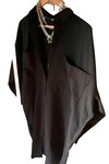 OVERSIZE KETEN SİYAH GÖMLEK ELBİSE